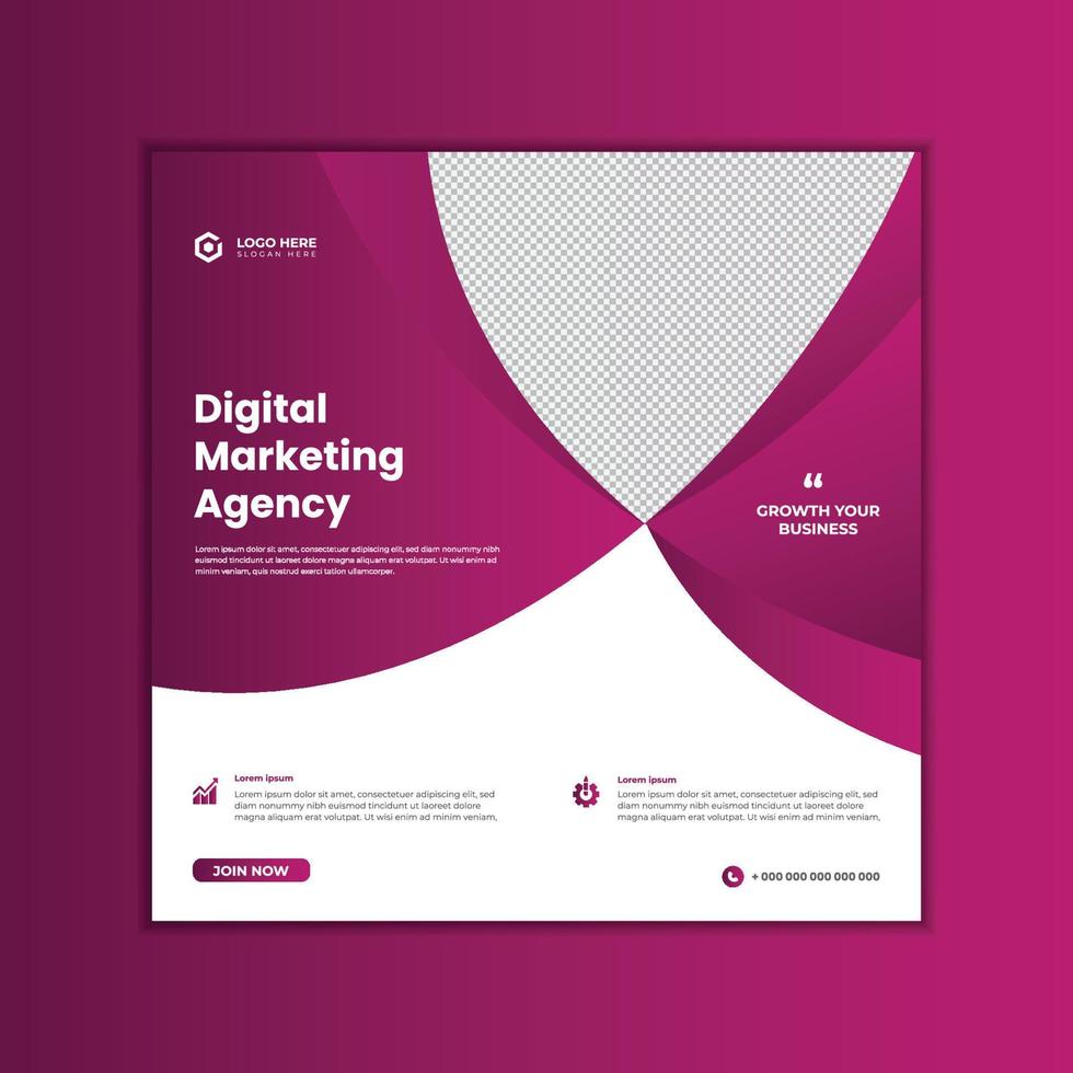 Digital marketing agency and corporate social media post and banner template design vector