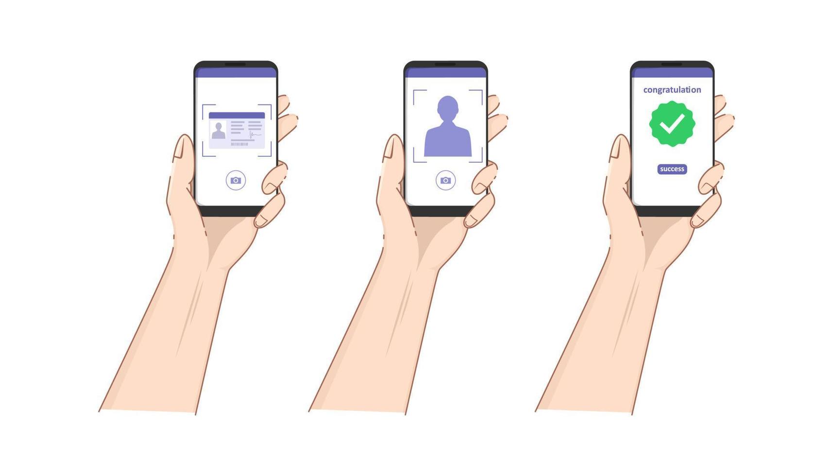 hand holding the phone for the application submission concept vector illustration