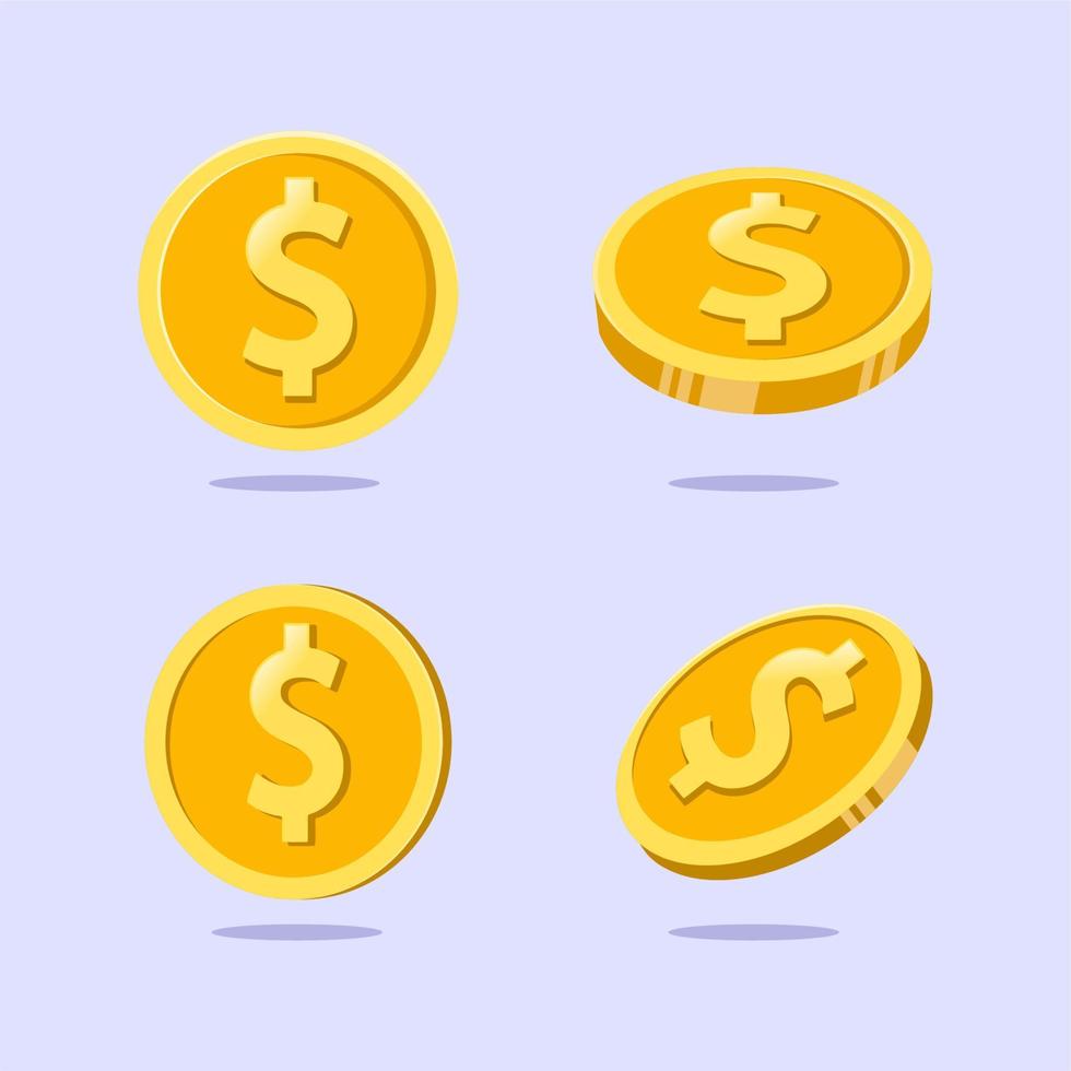 Gold coin icon. Money design. Gold dollar flat symbol. Vector illustration