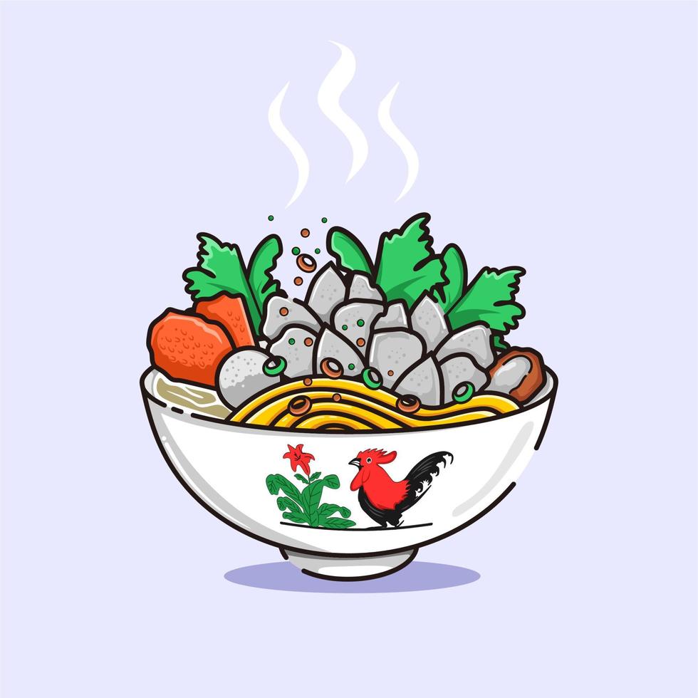 comida famosa indonesia bakso ilustración vectorial vector