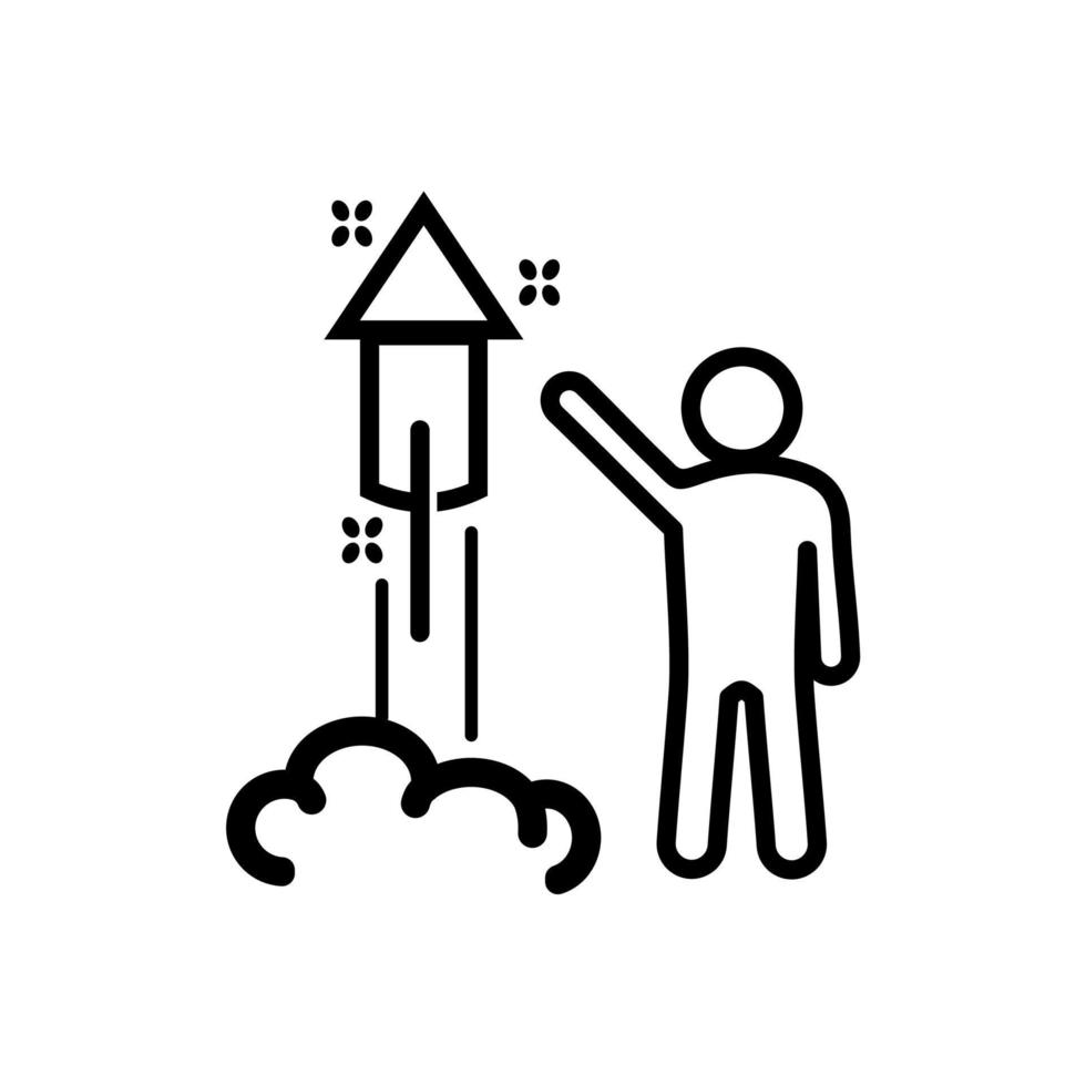 person with fireworks line vector icon