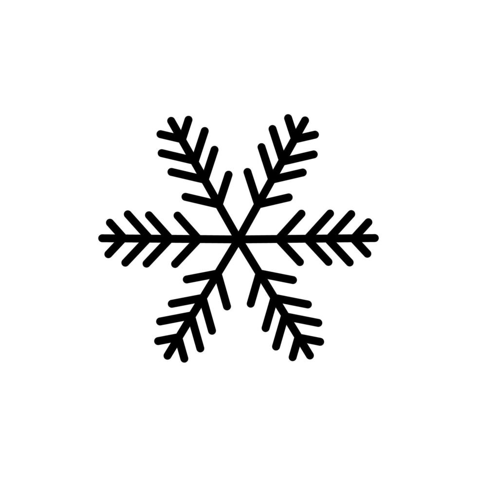 Simple black snowflake with rounded corners. Vector icon.