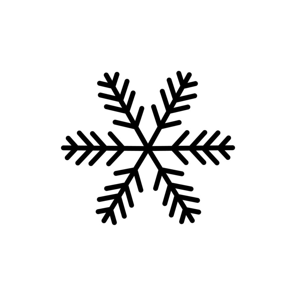 Simple black snowflake with rounded corners. Vector icon.