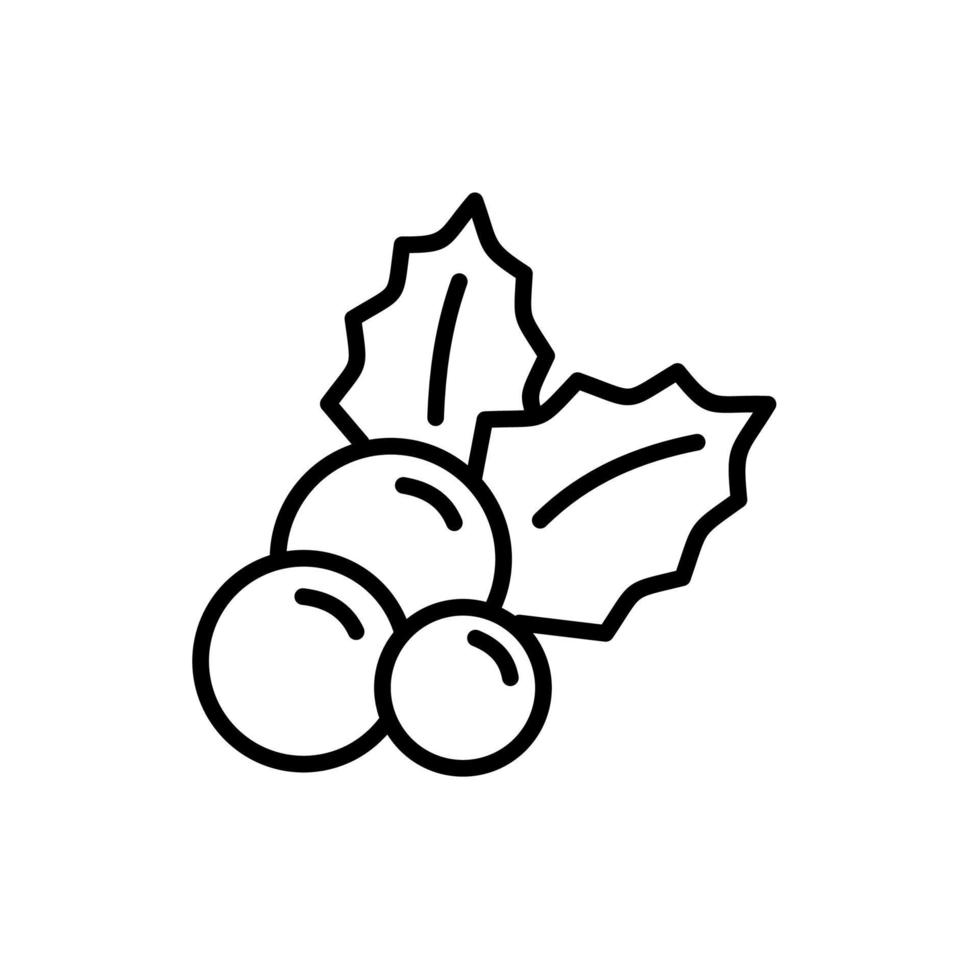 icono de bolas y hojas de navidad vector