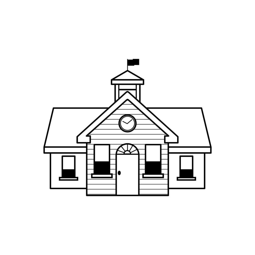 Simple school building line icon. Stroke pictogram. Vector illustration isolated on a white background. Premium quality symbol. Vector sign for mobile app and web sites.