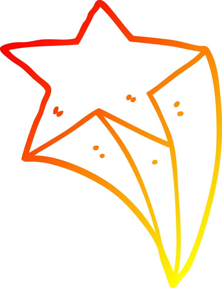 warm gradient line drawing cartoon shooting star vector