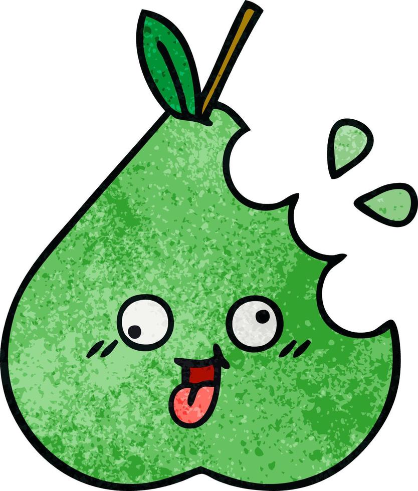 retro grunge texture cartoon green pear vector
