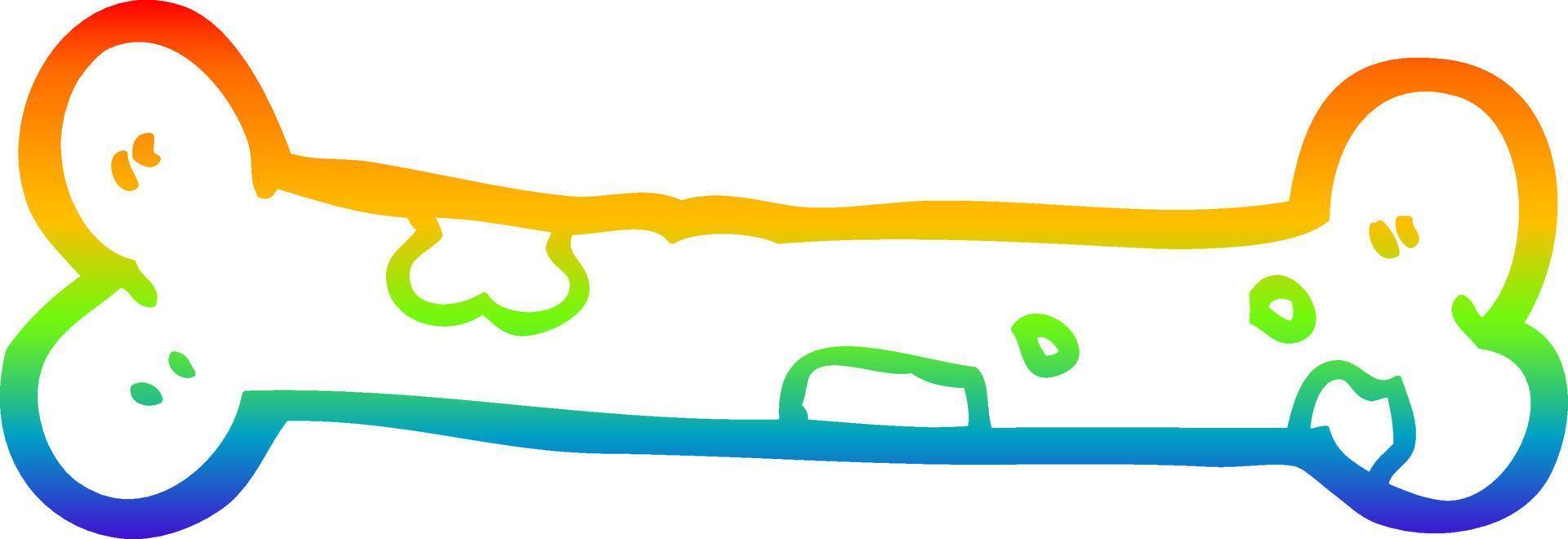 rainbow gradient line drawing cartoon bone vector