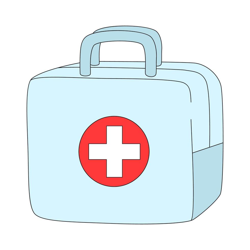 First aid kit in cartoon style. Vector illustration isolated on white background