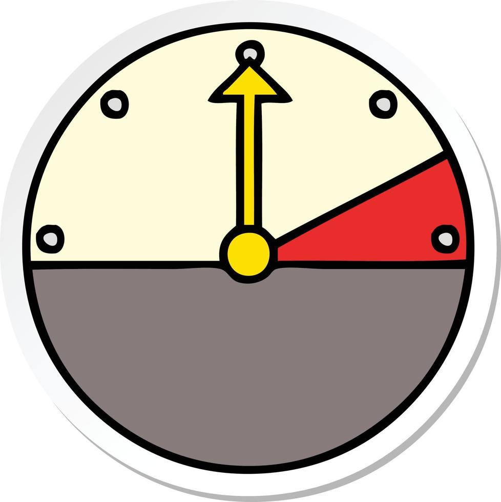 sticker of a cute cartoon speedometer vector