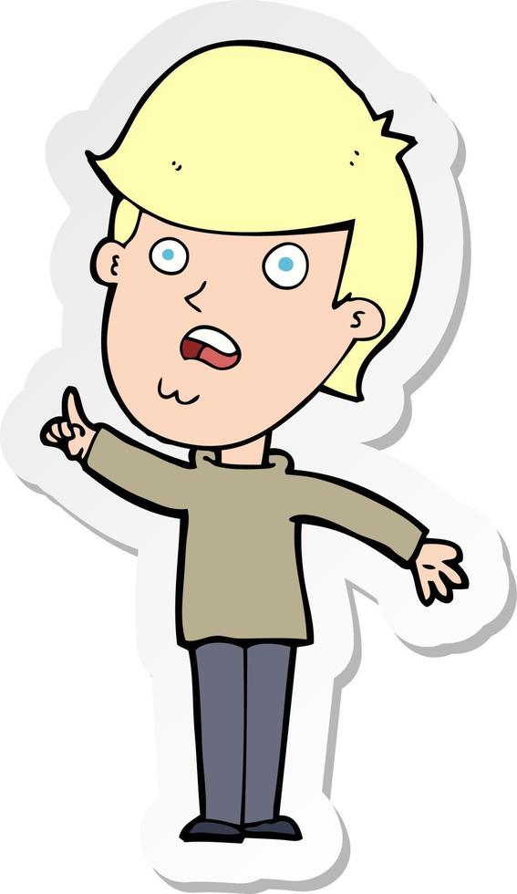 sticker of a cartoon man asking question vector