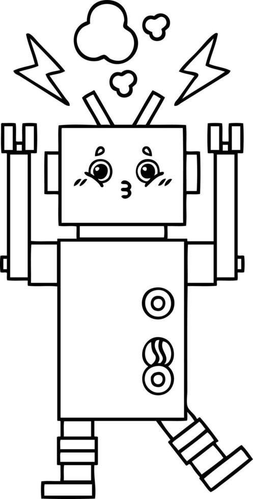 line drawing cartoon robot vector