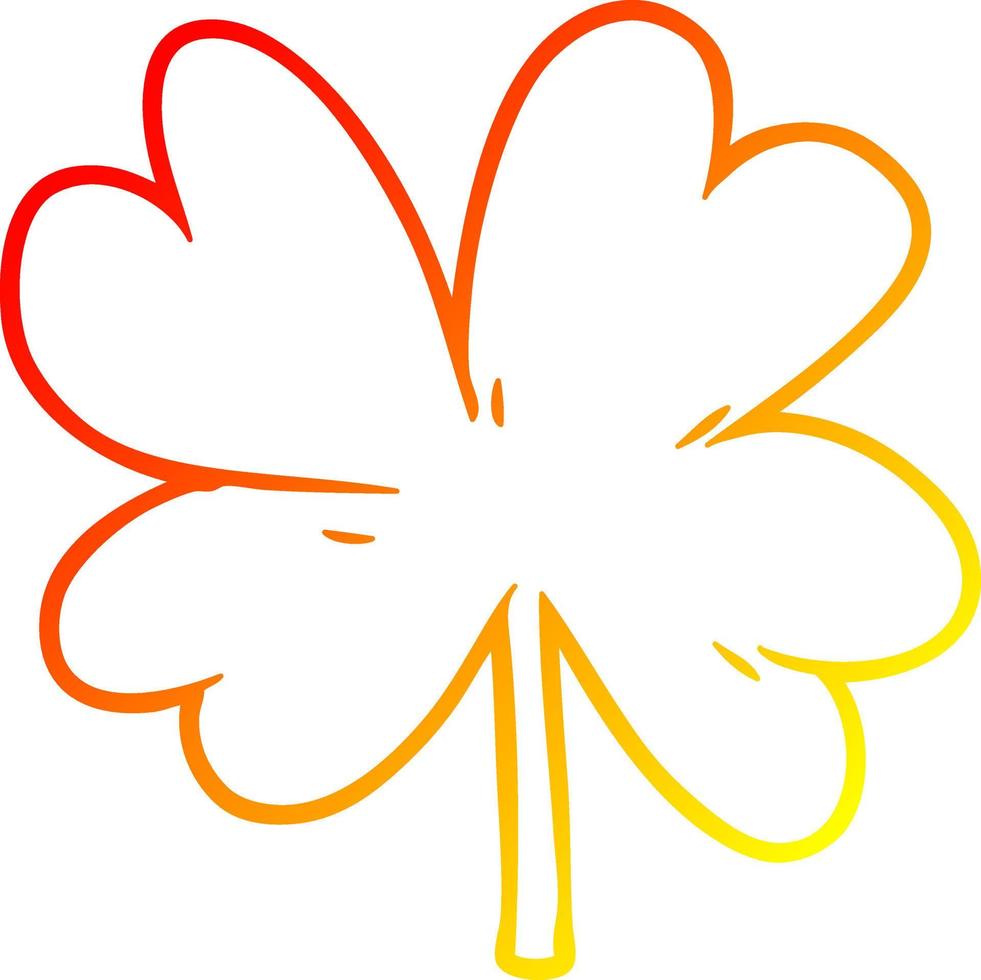 warm gradient line drawing cartoon four leaf clover vector