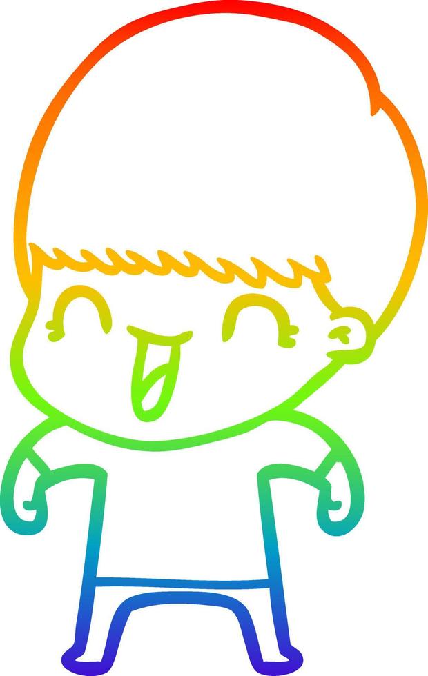 rainbow gradient line drawing happy cartoon boy vector