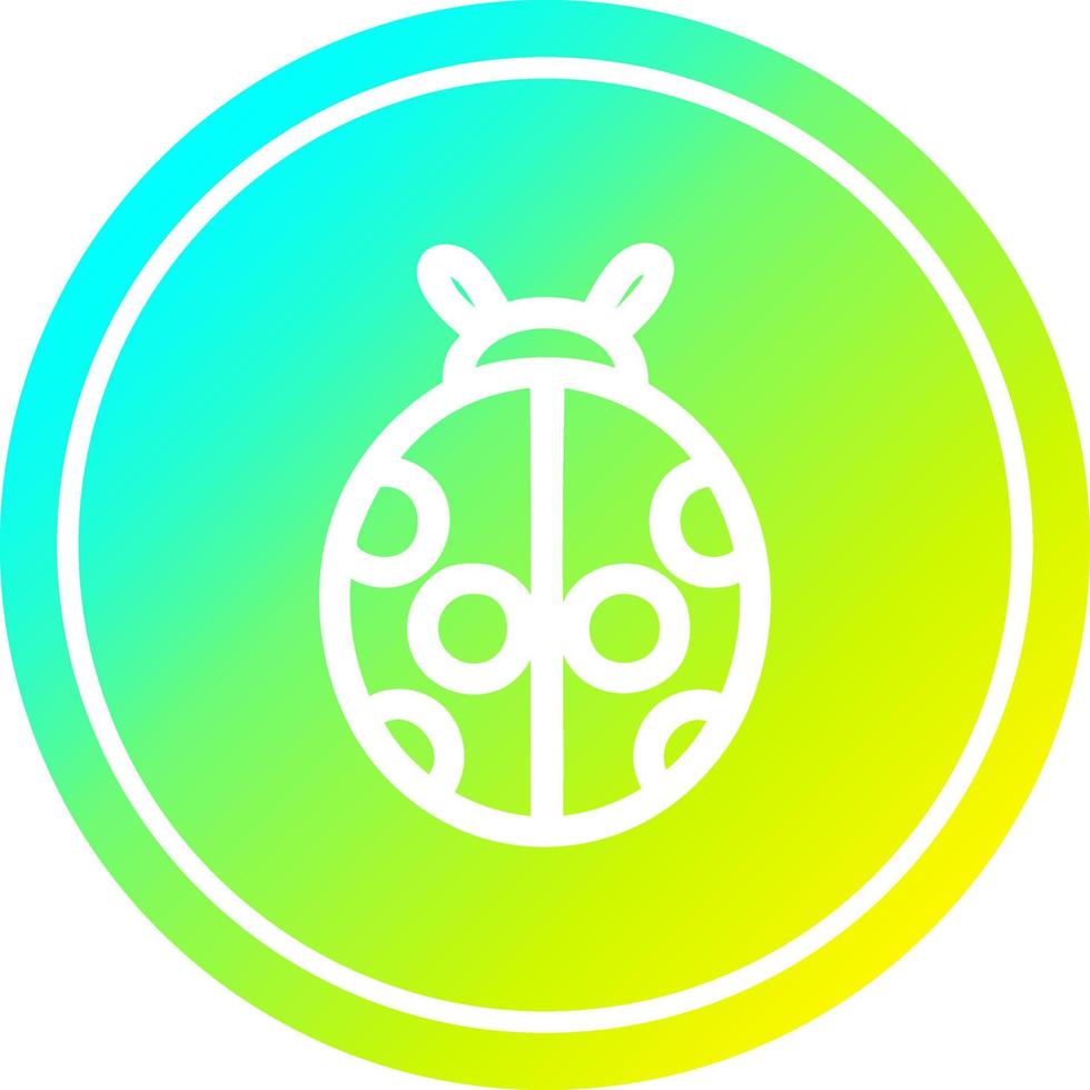 cute ladybug circular in cold gradient spectrum vector