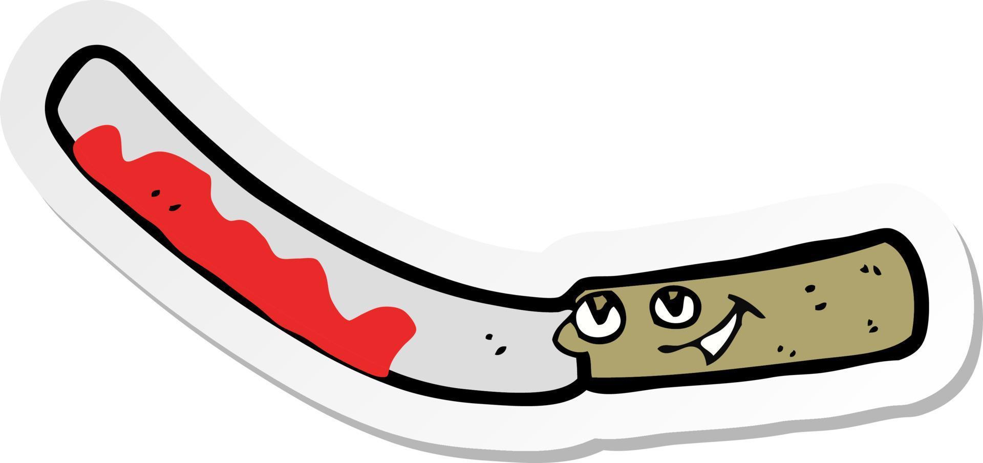 sticker of a cartoon jam knife vector