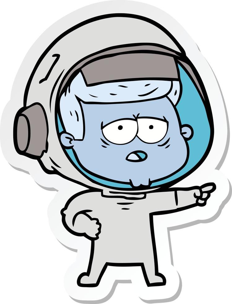 sticker of a cartoon tired astronaut vector