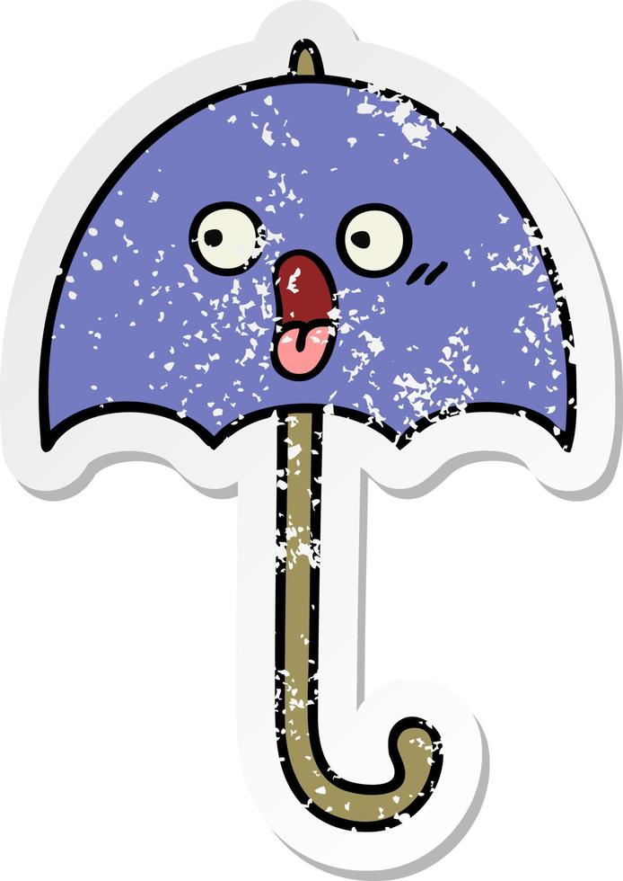 distressed sticker of a cute cartoon umbrella vector