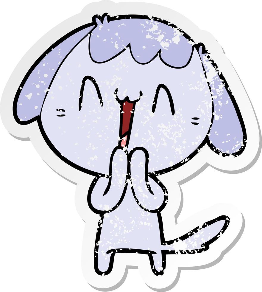 distressed sticker of a cute cartoon dog vector