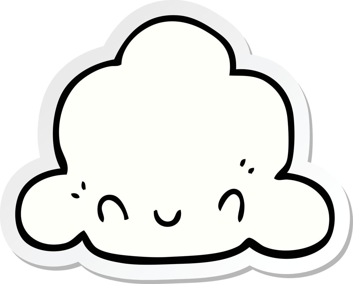 sticker of a cartoon cloud vector