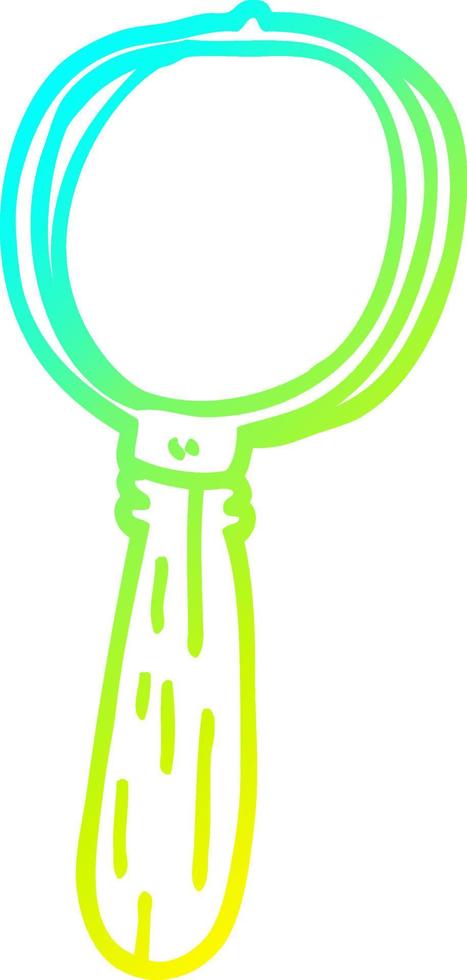 cold gradient line drawing cartoon magnifying glass vector