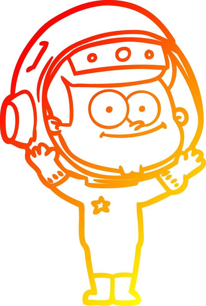 warm gradient line drawing happy astronaut cartoon vector