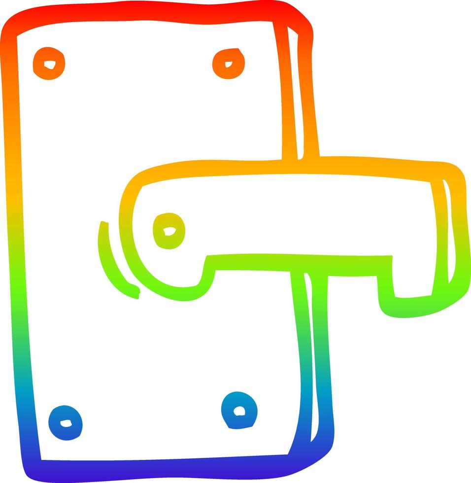rainbow gradient line drawing cartoon metal door handle vector