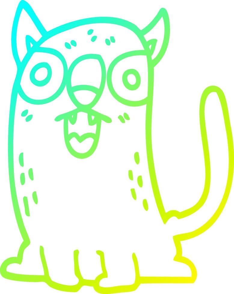 cold gradient line drawing cartoon funny cat vector