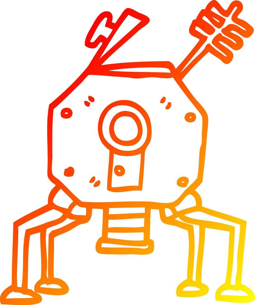 warm gradient line drawing cartoon space rocket vector