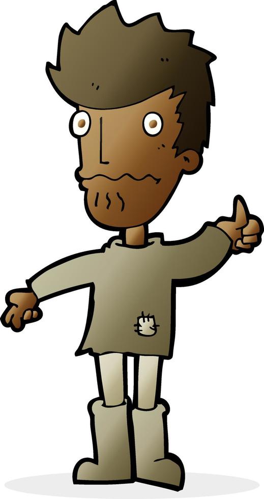 cartoon worried man giving thumbs up symbol vector