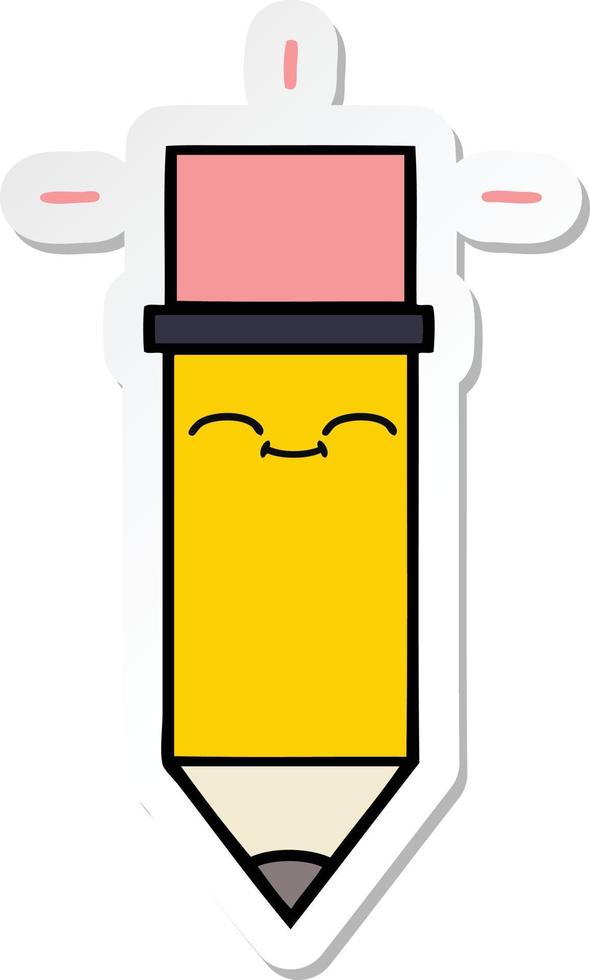 sticker of a cute cartoon pencil vector