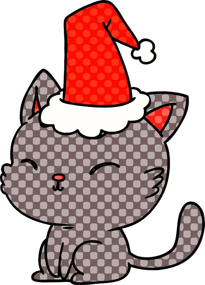 christmas cartoon of kawaii cat vector