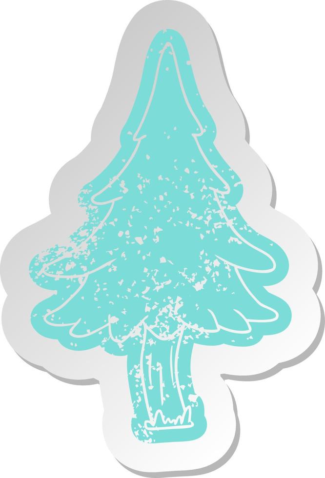 distressed old sticker of woodland pine trees vector