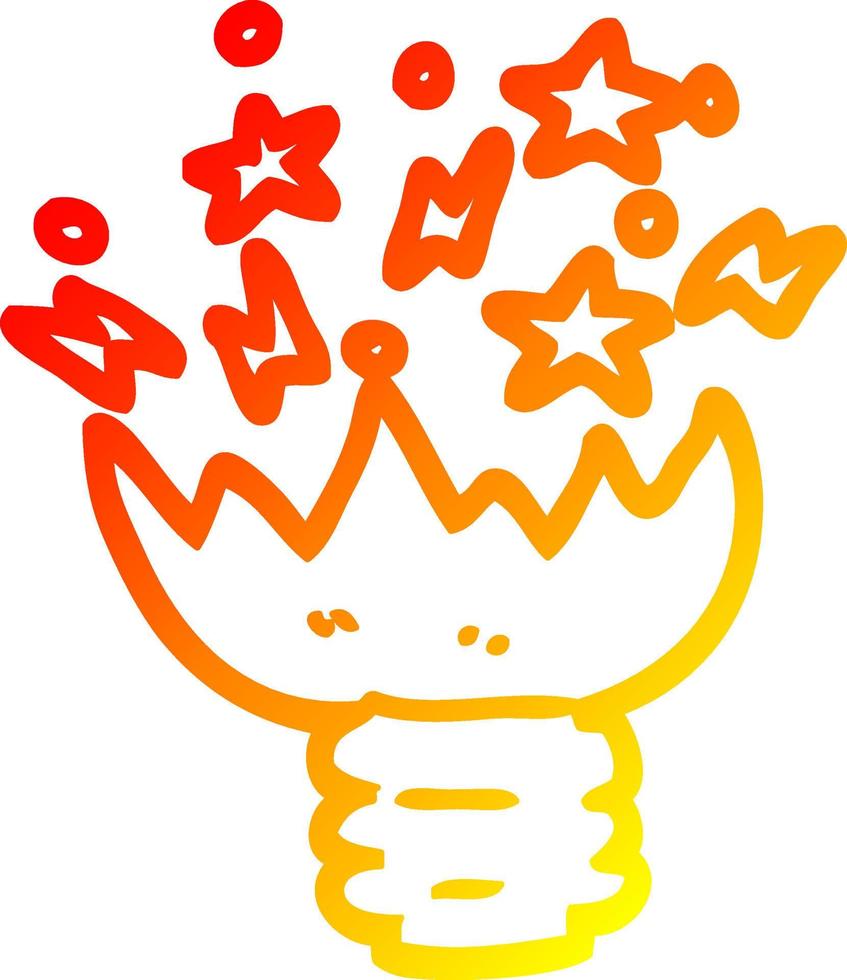 warm gradient line drawing cartoon exploding light bulb vector