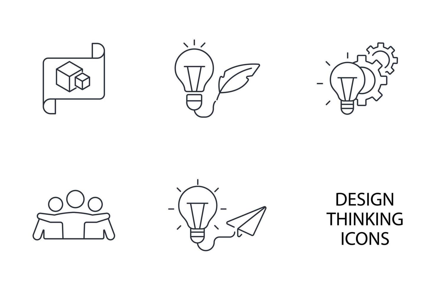 conjunto de iconos de pensamiento de diseño. elementos de vector de símbolo de paquete de pensamiento de diseño para web de infografía