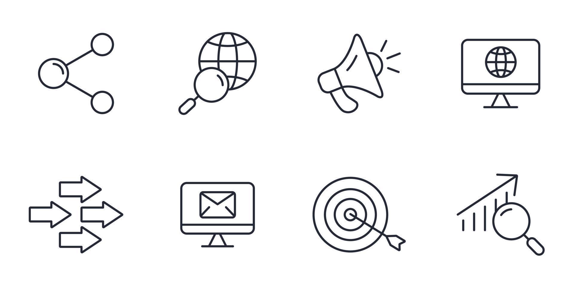 Digital marketing icons set . Digital marketing pack symbol vector elements for infographic web