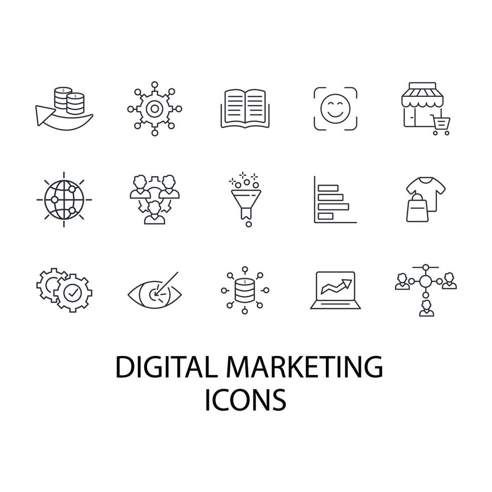 Digital marketing icons set . Digital marketing pack symbol vector elements for infographic web