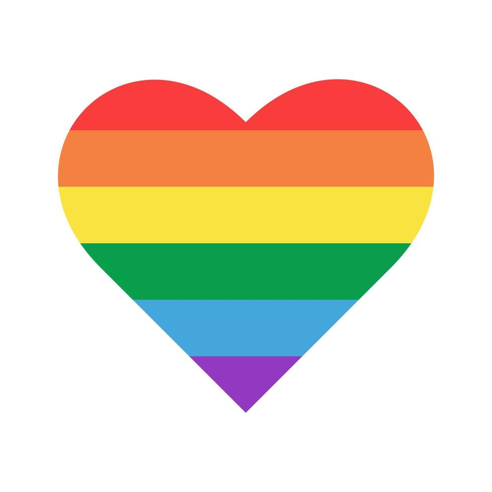 Vector illustration of a heart in the colors of the lgbt flag, a heart for pride month.