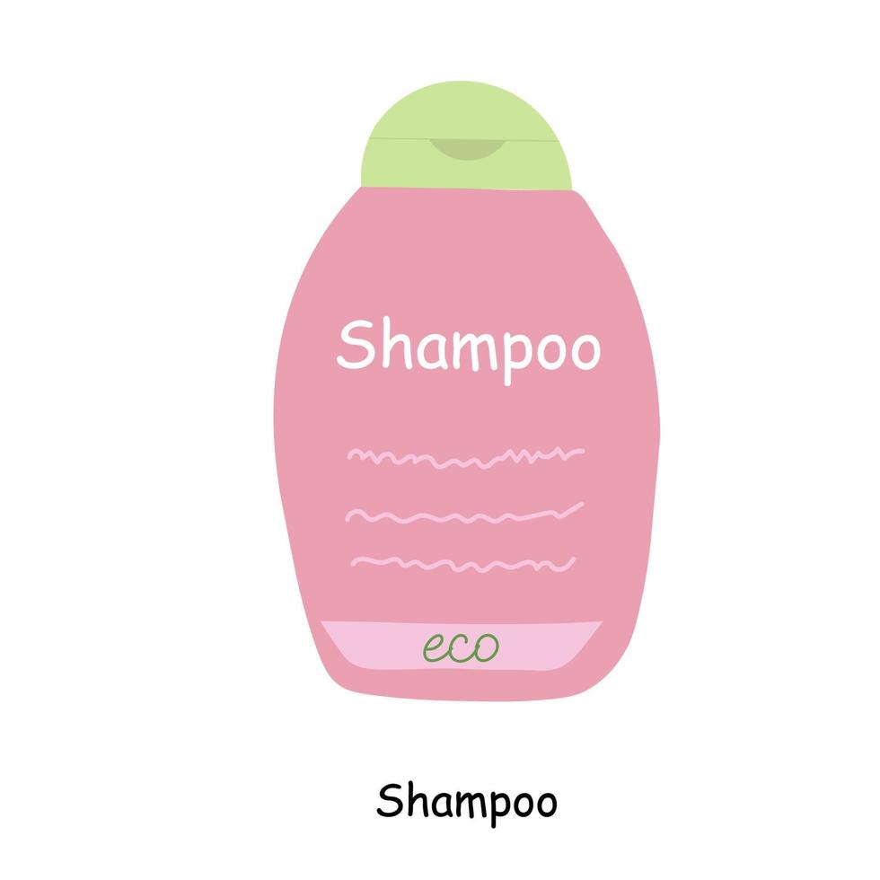 Hair care products pink shampoo. vector