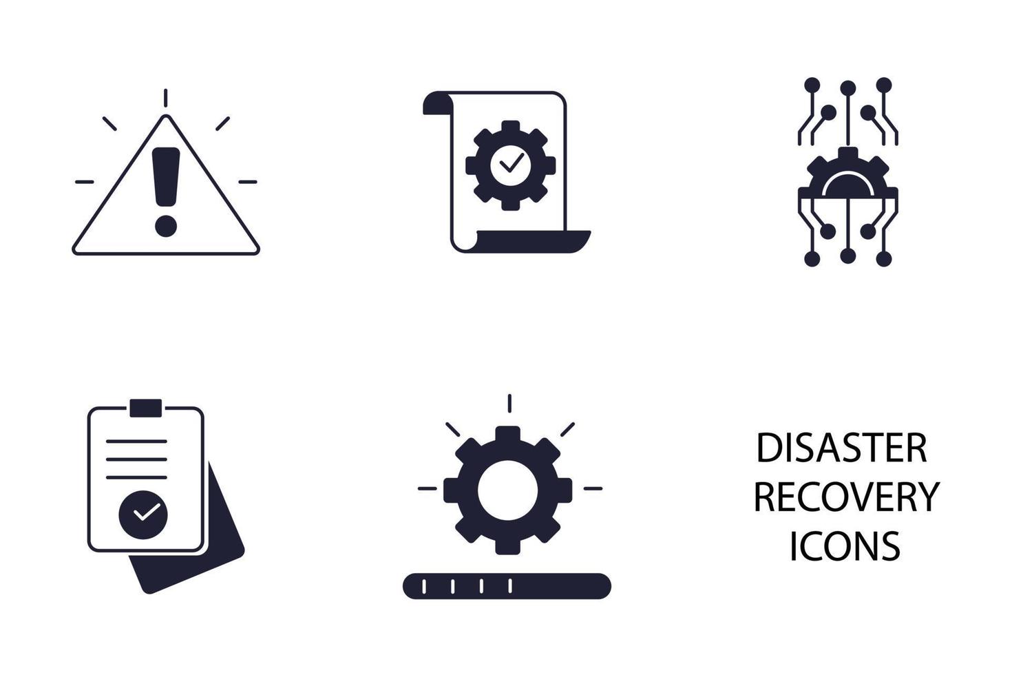 los iconos de recuperación ante desastres simbolizan elementos vectoriales para la web infográfica vector