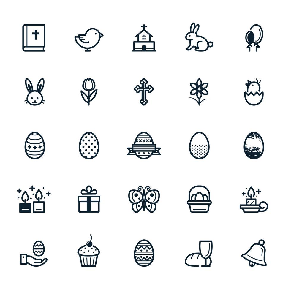 iconos de pascua con fondo blanco vector