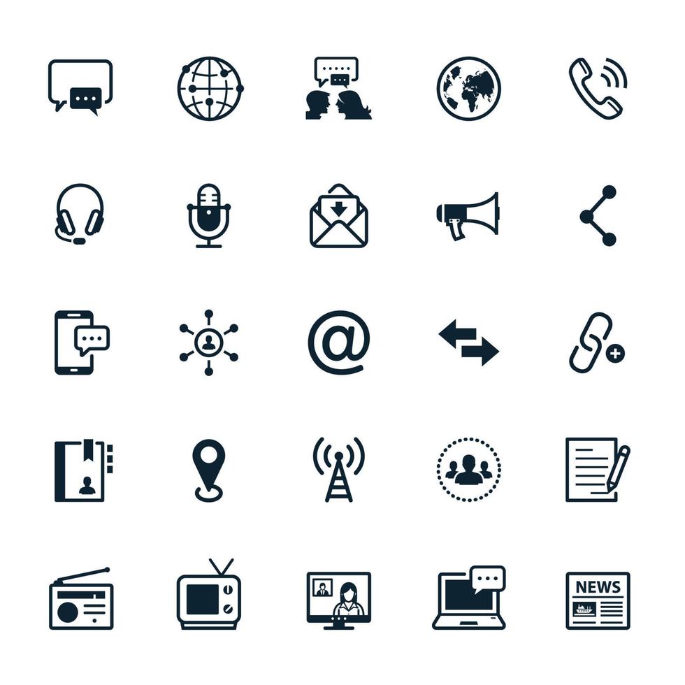 iconos de comunicación con fondo blanco vector