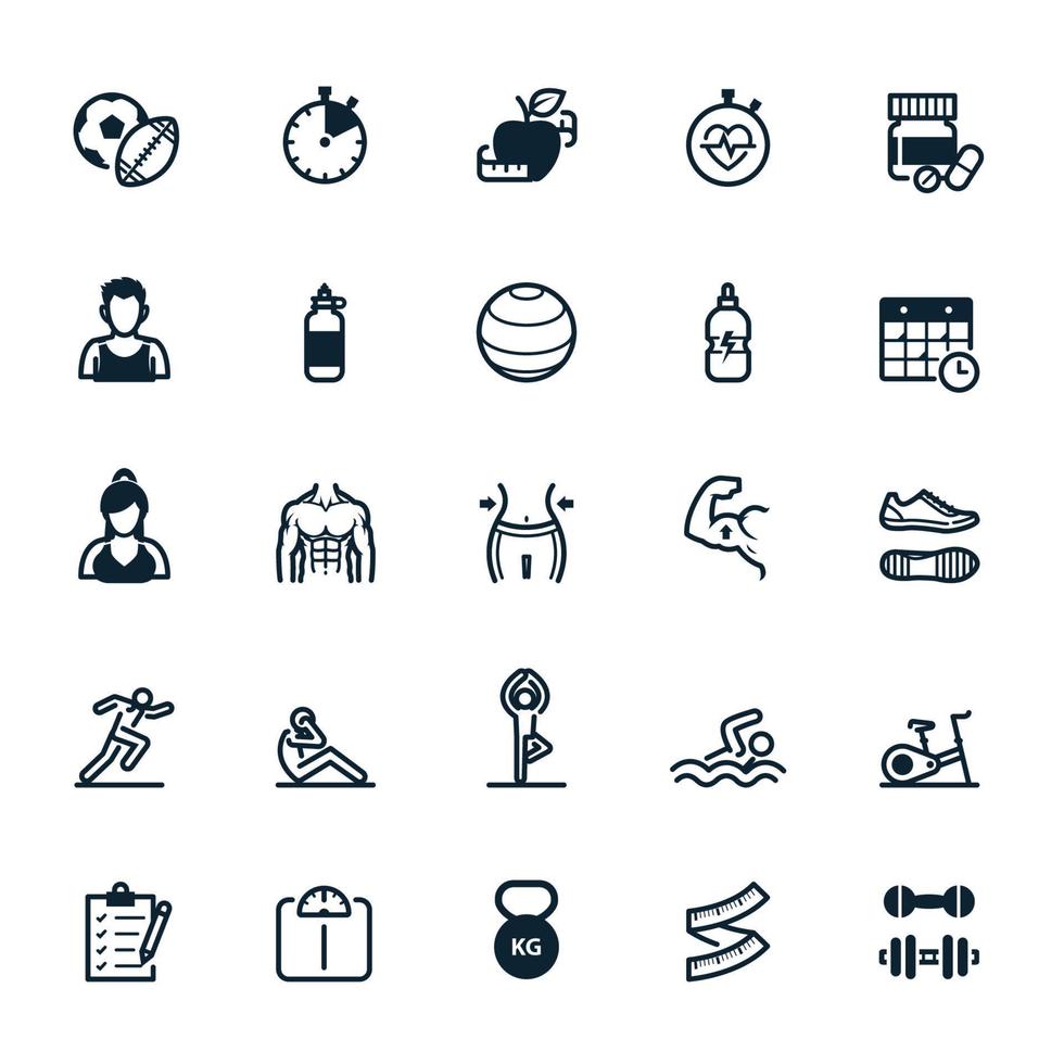 Fitness icons with White Background vector