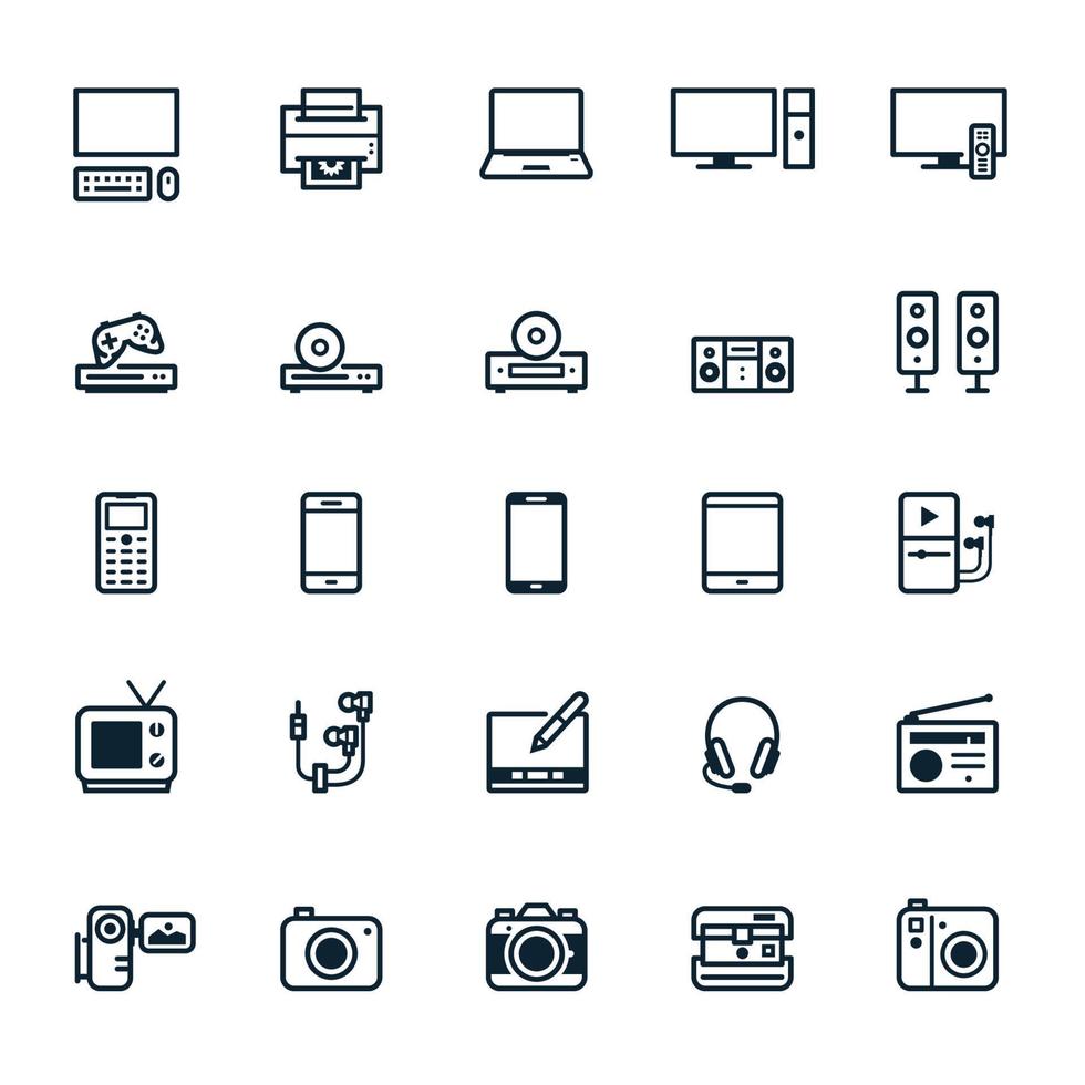 iconos de dispositivos electrónicos con fondo blanco vector