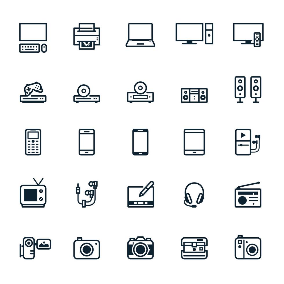 Electronic Devices icons with White Background vector