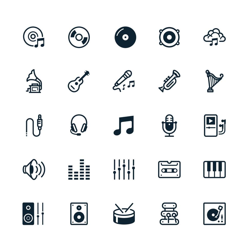 Music icons with White Background vector