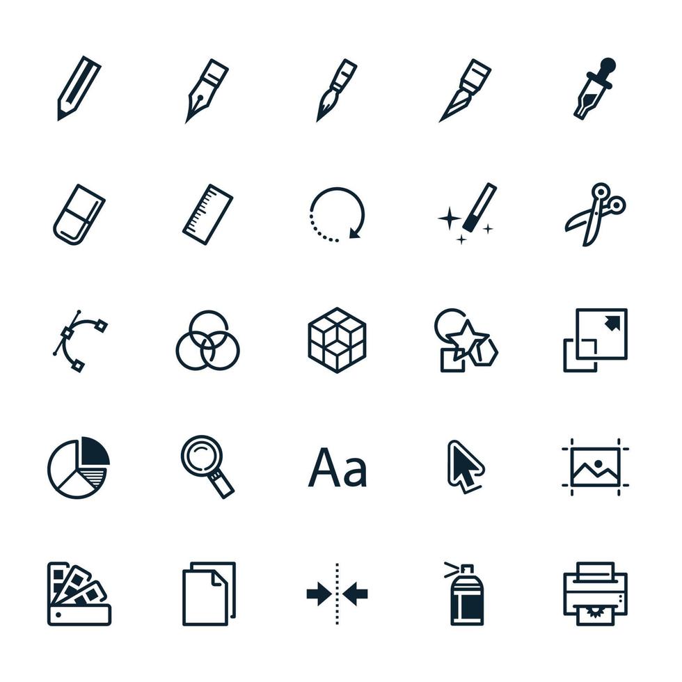 Graphic Design icons with White Background vector