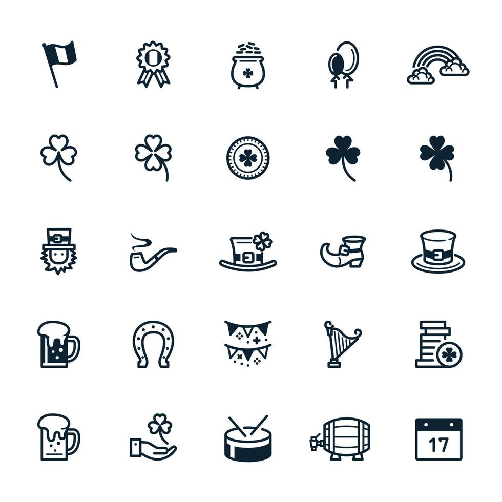 Saint Patrick's Day icons with White Background vector