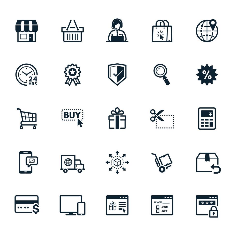 E-Commerce and online shopping icons with White Background 8546931 Vector  Art at Vecteezy