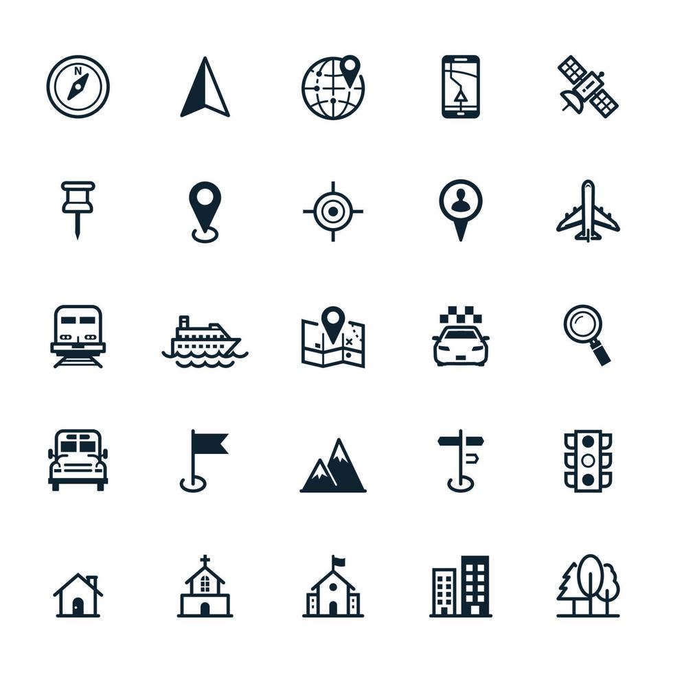 Map and location icons with White Background vector